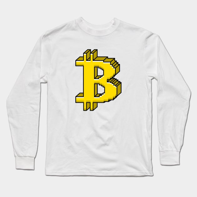 Bitcoin Pixel NFT Logo Long Sleeve T-Shirt by Acid_rain